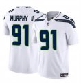 Cheap Men's Seattle Seahawks #91 Byron Murphy II White 2024 Draft F.U.S.E Vapor Limited Football Stitched Jersey