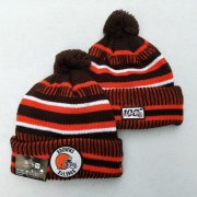 Wholesale Cheap Browns Team Logo Orange Brown 100th Season Pom Knit Hat YD