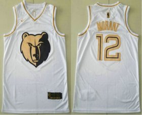 Wholesale Cheap Men\'s Memphis Grizzlies #12 Ja Morant White Golden Nike Swingman Stitched NBA Jersey