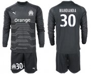 Wholesale Cheap Marseille #30 Mandanda Black Goalkeeper Long Sleeves Soccer Club Jersey