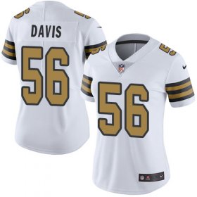 Wholesale Cheap Nike Saints #56 DeMario Davis White Women\'s Stitched NFL Limited Rush Jersey