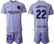Wholesale Cheap Men 2021-2022 Club Barcelona away purple 22 Soccer Jersey