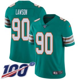 Wholesale Cheap Nike Dolphins #90 Shaq Lawson Aqua Green Alternate Men\'s Stitched NFL 100th Season Vapor Untouchable Limited Jersey
