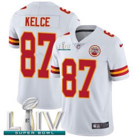 Wholesale Cheap Nike Chiefs #87 Travis Kelce White Super Bowl LIV 2020 Youth Stitched NFL Vapor Untouchable Limited Jersey
