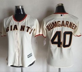 Wholesale Cheap Giants #40 Madison Bumgarner Cream Women\'s Home Stitched MLB Jersey