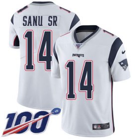Wholesale Cheap Nike Patriots #14 Mohamed Sanu Sr White Youth Stitched NFL 100th Season Vapor Untouchable Limited Jersey