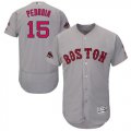 Wholesale Cheap Red Sox #15 Dustin Pedroia Grey Flexbase Authentic Collection 2018 World Series Champions Stitched MLB Jersey