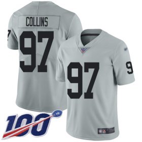 Wholesale Cheap Nike Raiders #97 Maliek Collins Silver Youth Stitched NFL Limited Inverted Legend 100th Season Jersey