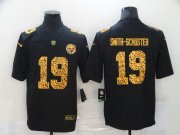 Wholesale Cheap Men's Pittsburgh Steelers #19 JuJu Smith-Schuster Black Leopard Print Fashion Vapor Limited Nike NFL Jersey