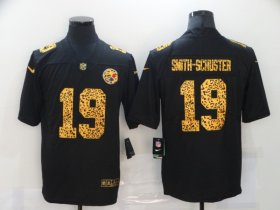 Wholesale Cheap Men\'s Pittsburgh Steelers #19 JuJu Smith-Schuster Black Leopard Print Fashion Vapor Limited Nike NFL Jersey