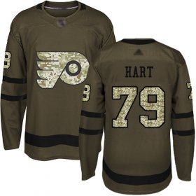 Wholesale Cheap Adidas Flyers #79 Carter Hart Green Salute to Service Stitched NHL Jersey