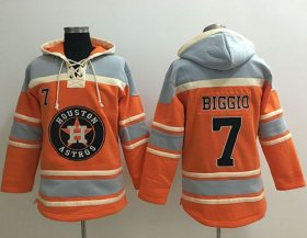 Wholesale Cheap Astros #7 Craig Biggio Orange Sawyer Hooded Sweatshirt MLB Hoodie