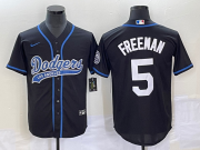 Wholesale Cheap Men's Los Angeles Dodgers #5 Freddie Freeman Black Cool Base Stitched Baseball Jersey1