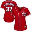 Wholesale Cheap Nationals #37 Stephen Strasburg Red Alternate 2019 World Series Champions Women's Stitched MLB Jersey