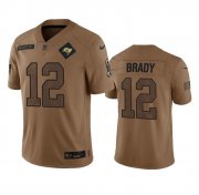 Cheap Men's Tampa Bay Buccaneers #12 Tom Brady 2023 Brown Salute To Service Limited Football Stitched Jersey