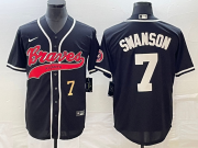 Wholesale Cheap Men's Atlanta Braves #7 Dansby Swanson Number Black Cool Base Stitched Baseball Jersey