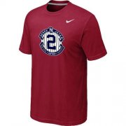 Wholesale Cheap Nike New York Yankees #2 Derek Jeter Official Final Season Commemorative Logo T-Shirt Red