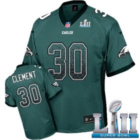 Wholesale Cheap Nike Eagles #30 Corey Clement Midnight Green Team Color Super Bowl LII Men\'s Stitched NFL Elite Drift Fashion Jersey
