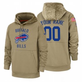 Wholesale Cheap Buffalo Bills Custom Nike Tan 2019 Salute To Service Name & Number Sideline Therma Pullover Hoodie