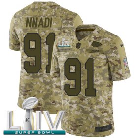 Wholesale Cheap Nike Chiefs #91 Derrick Nnadi Camo Super Bowl LIV 2020 Men\'s Stitched NFL Limited 2018 Salute To Service Jersey