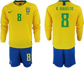 Wholesale Cheap Brazil #8 R.Augusto Home Long Sleeves Soccer Country Jersey