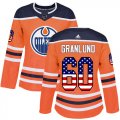 Wholesale Cheap Adidas Oilers #60 Markus Granlund Orange Home Authentic USA Flag Women's Stitched NHL Jersey