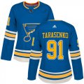 Wholesale Cheap Adidas Blues #91 Vladimir Tarasenko Blue Alternate Authentic Women's Stitched NHL Jersey