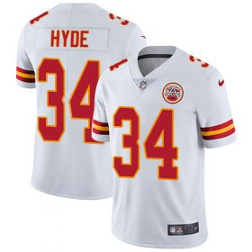 Wholesale Cheap Nike Chiefs #34 Carlos Hyde White Men\'s Stitched NFL Vapor Untouchable Limited Jersey