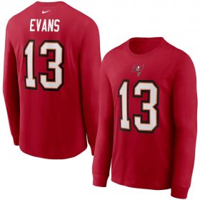 Wholesale Cheap Tampa Bay Buccaneers #13 Mike Evans Nike Player Name & Number Long Sleeve T-Shirt Red