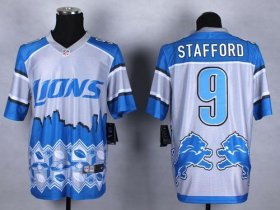 Wholesale Cheap Nike Lions #9 Matthew Stafford Blue Men\'s Stitched NFL Elite Noble Fashion Jersey