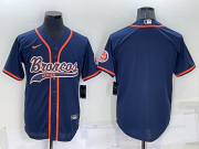 Wholesale Men's Denver Broncos Blank Nvay Blue Stitched Cool Base Nike Baseball Jersey