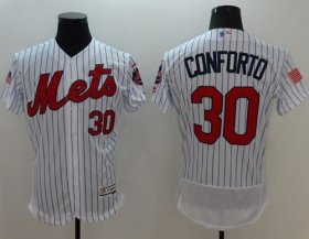 Wholesale Cheap Mets #30 Michael Conforto White(Blue Strip) Fashion Stars & Stripes Flexbase Authentic Stitched MLB Jersey