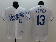 Wholesale Cheap Royals #13 Salvador Perez White Flexbase Authentic Collection Stitched MLB Jersey