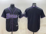 Wholesale Cheap Men's Baltimore Ravens Blank Black With Patch Cool Base Stitched Baseball Jersey