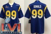 Wholesale Cheap Men's Los Angeles Rams #99 Aaron Donald Limited Royal 2022 Super Bowl LVI Bound Vapor Jersey