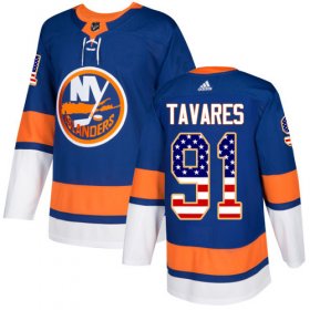 Wholesale Cheap Adidas Islanders #91 John Tavares Royal Blue Home Authentic USA Flag Stitched Youth NHL Jersey
