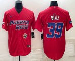 Cheap Men's Puerto Rico Baseball #39 Edwin Diaz 2023 Red World Baseball Classic Stitched Jerseys