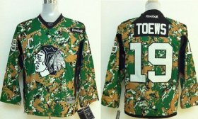 Wholesale Cheap Blackhawks #19 Jonathan Toews Camo Veterans Day Practice Stitched Youth NHL Jersey