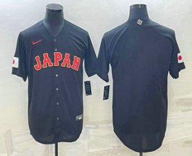 Cheap Men\'s Japan Baseball Blank 2023 Black World Classic Stitched Jerseys