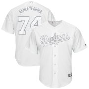Wholesale Cheap Los Angeles Dodgers #74 Kenley Jansen Kenleyfornia Majestic 2019 Players' Weekend Cool Base Player Jersey White