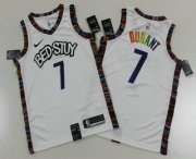 Wholesale Cheap Men's Brooklyn Nets #7 Kevin Durant NEW White Fashion Name 2020 City Edition Swingman Printed NBA Jersey