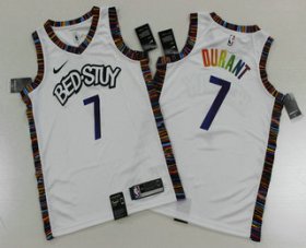 Wholesale Cheap Men\'s Brooklyn Nets #7 Kevin Durant NEW White Fashion Name 2020 City Edition Swingman Printed NBA Jersey