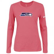 Wholesale Cheap Women's Nike Seattle Seahawks Of The City Long Sleeve Tri-Blend NFL T-Shirt Pink