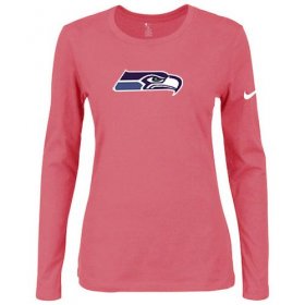 Wholesale Cheap Women\'s Nike Seattle Seahawks Of The City Long Sleeve Tri-Blend NFL T-Shirt Pink