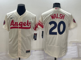 Wholesale Cheap Men\'s Los Angeles Angels #20 Jared Walsh Cream 2022 City Connect Flex Base Stitched Jersey