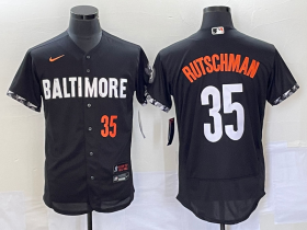Wholesale Cheap Men\'s Baltimore Orioles #35 Adley Rutschman Number Black 2023 City Connect Flex Base Stitched Jersey 1