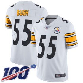 Wholesale Cheap Nike Steelers #55 Devin Bush White Men\'s Stitched NFL 100th Season Vapor Limited Jersey
