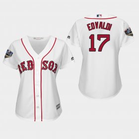 Wholesale Cheap Red Sox #17 Nathan Eovaldi White Home 2018 World Series Women\'s Stitched MLB Jersey