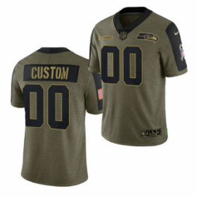 Wholesale Cheap Men\'s Olive Seattle Seahawks ACTIVE PLAYER Custom 2021 Salute To Service Limited Stitched Jersey