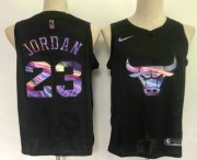 Wholesale Cheap Men's Chicago Bulls #23 Michael Jordan Black Iridescent 2021 Nike Swingman Stitched Jersey